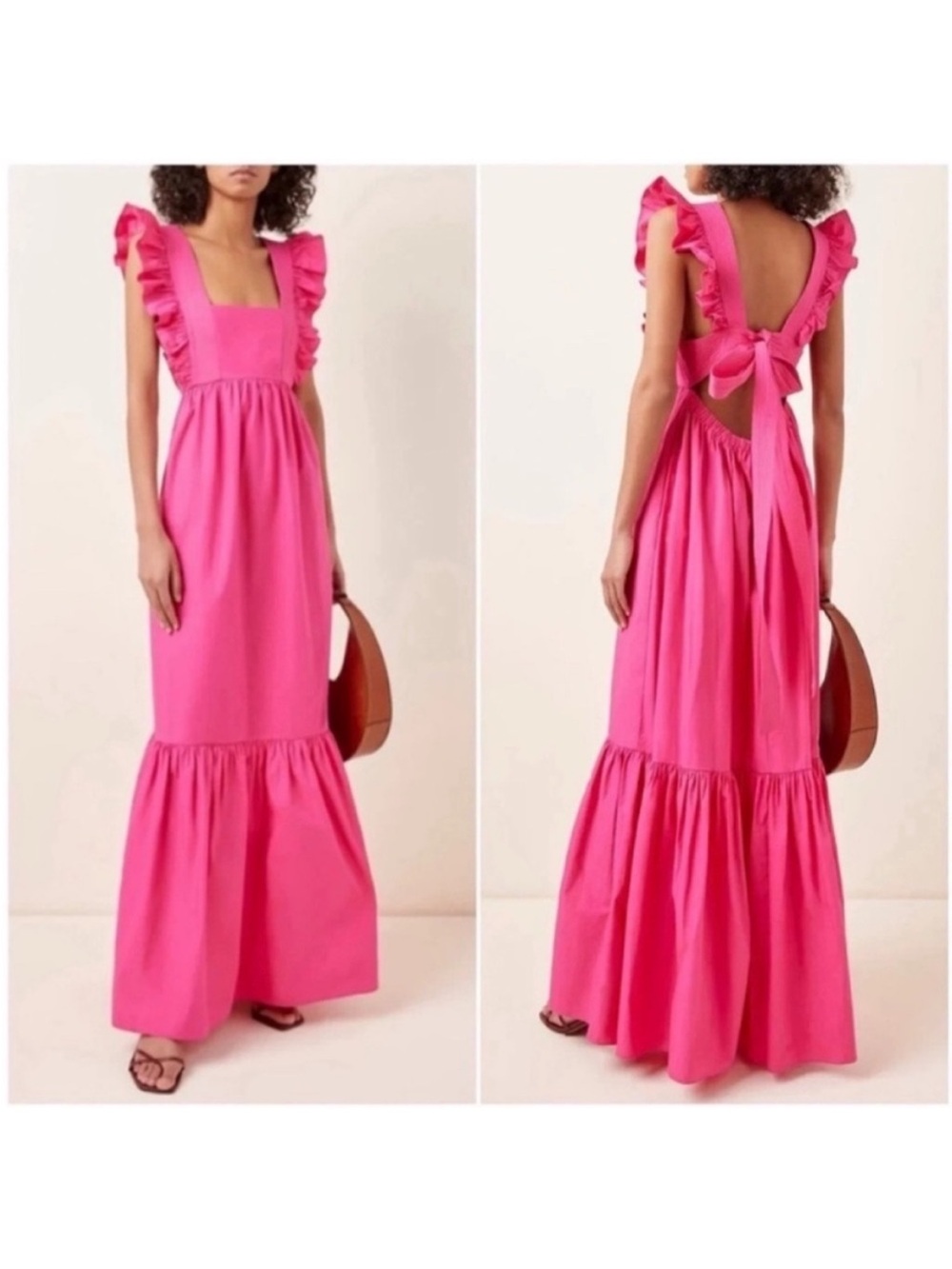 Self-Portrait Hot Pink Ruffled Tie-Back Dress (SS20) runway. NWOT